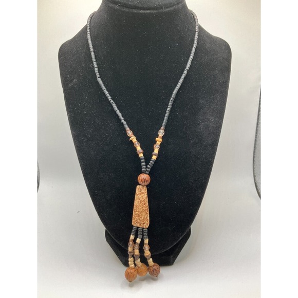Homemade Wood Boho Dangle Necklace! - Picture 2 of 5